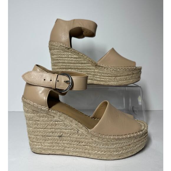 Marc Fisher Alita Platform Wedge Espadrille Sandals Size 8 Leather Boho Summer - Picture 1 of 10